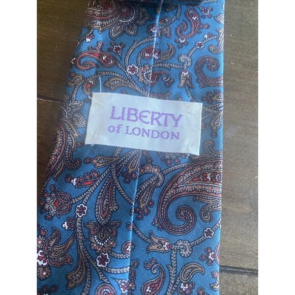 Liberty of London Mens Blue Paisley Silk Neck Tie Made in Italy - Picture 3 of 5
